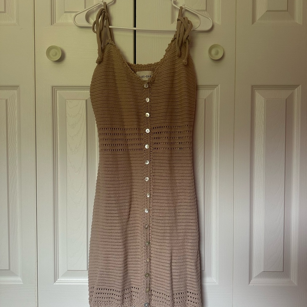 Rose & Olive Tan Cream Spaghetti Strap Sundress